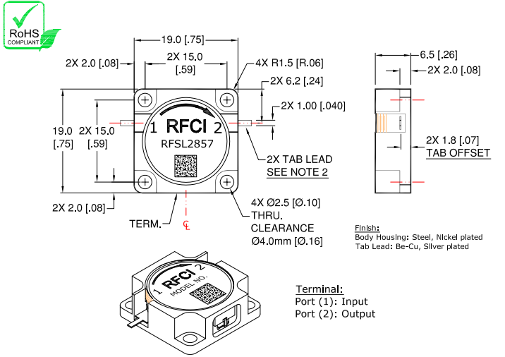 RFSL2857鐵氧體隔離器現(xiàn)貨庫存RFCI